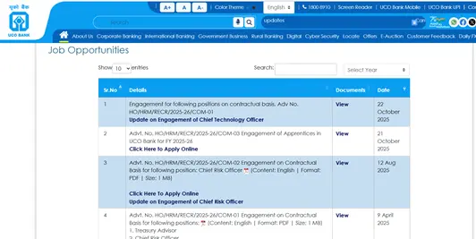 UCO Bank Apprentice Vacancy 2025