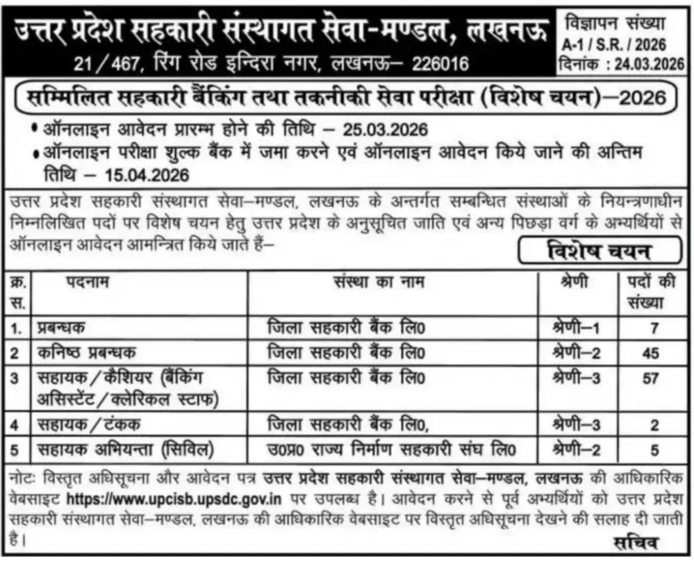 UP Cooperative Bank Bharti 2026